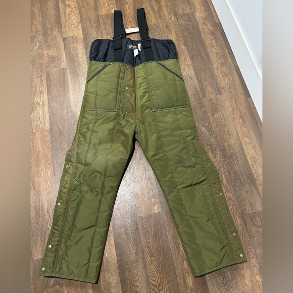 RefrigiWear Vintage Olive Green High Bib Overalls Size XL Style 395 Insulated - Picture 2 of 12